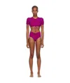Christopher Esber Pink Ruffled Bikini In Brown