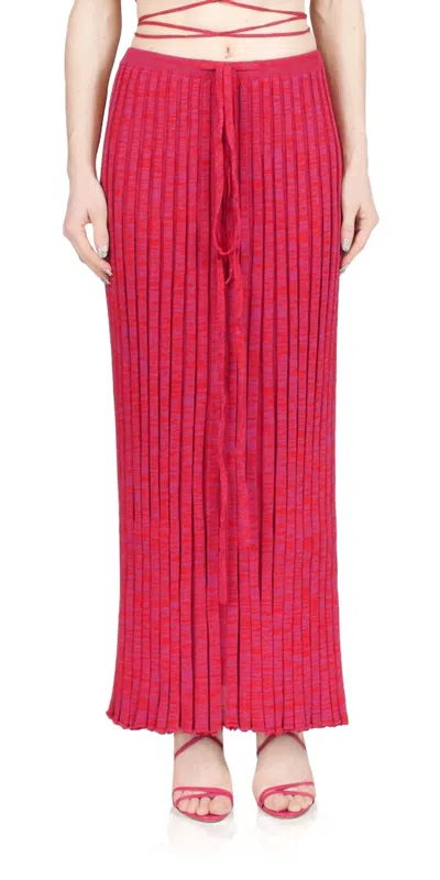 CHRISTOPHER ESBER PLEATED KNIT TIE SKIRT IN RASPBERRY