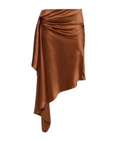 Christopher Esber Pleated Mini Skirt In Brown