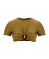 Christopher Esber Ruched Orbit Crop Swim T-shirt In Brown