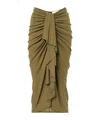 Christopher Esber Vivenda Drape Midi Skirt Olive Green In Green