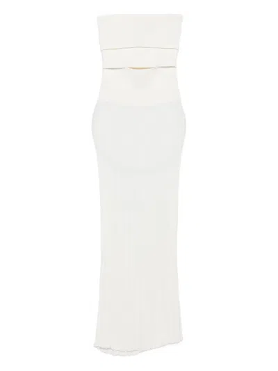 Christopher Esber Pleated Strapless Dress In White