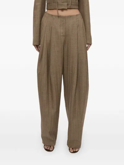 Christopher Esber Plinth Herringbone Trousers In Brown