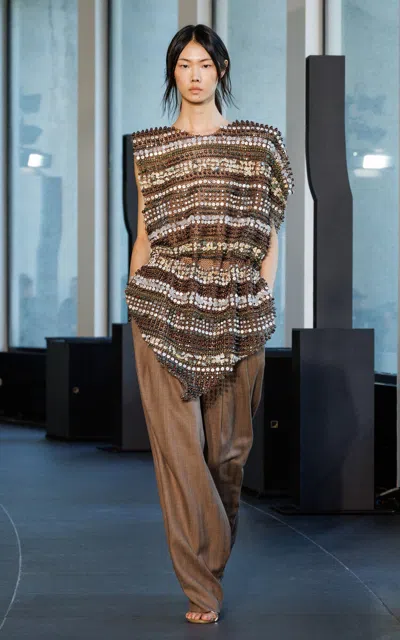Christopher Esber Plinth Wool Herringbone Wide-leg Pants In Brown