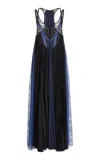 Christopher Esber Plissé Silk-lace Maxi Dress In Multi