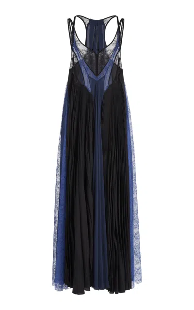 Christopher Esber Plissé Silk-lace Maxi Dress In Multi