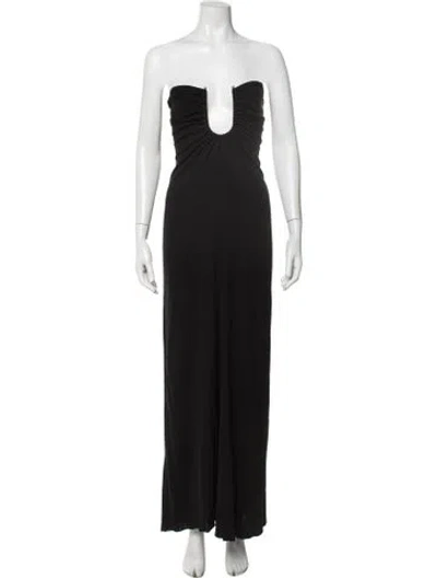 Pre-owned Christopher Esber Plunge Neckline Long Dress In Black