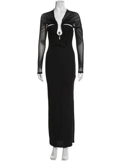 Pre-owned Christopher Esber Plunge Neckline Long Dress In Black