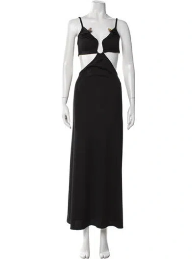 Pre-owned Christopher Esber Plunge Neckline Long Dress In Black