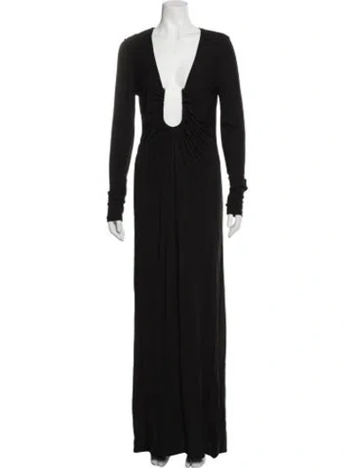 Pre-owned Christopher Esber Plunge Neckline Long Dress In Black