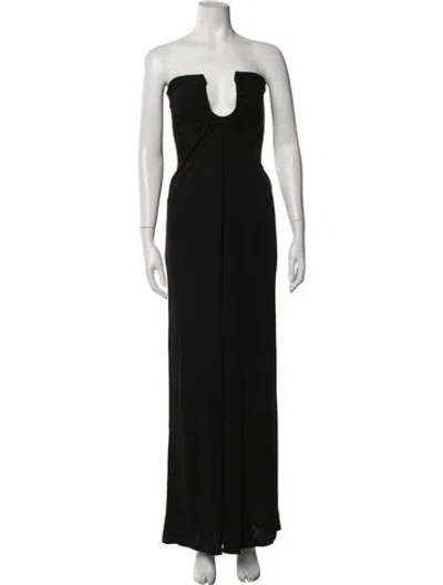 Pre-owned Christopher Esber Plunge Neckline Long Dress In Black