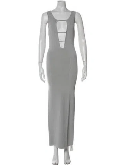 Pre-owned Christopher Esber Plunge Neckline Long Dress In Gray