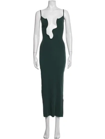 Pre-owned Christopher Esber Plunge Neckline Long Dress In Green