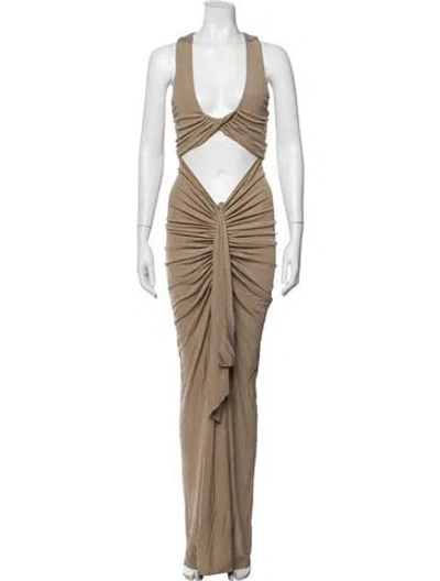 Pre-owned Christopher Esber Plunge Neckline Long Dress In Neutrals