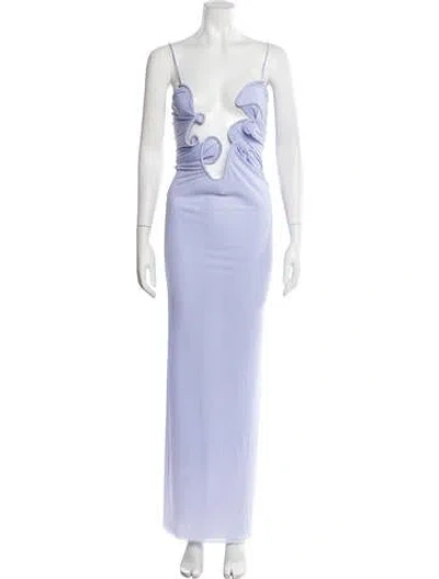 Pre-owned Christopher Esber Plunge Neckline Long Dress In Purple