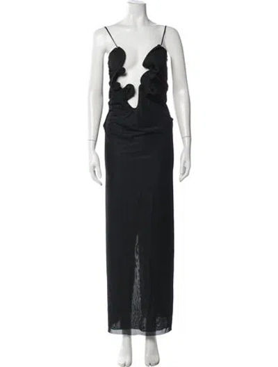 Pre-owned Christopher Esber Plunge Neckline Long Dress W/ Tags In Black