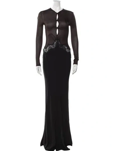 Pre-owned Christopher Esber Plunge Neckline Long Dress W/ Tags In Brown
