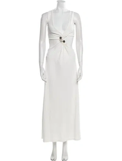 Pre-owned Christopher Esber Plunge Neckline Long Dress In White