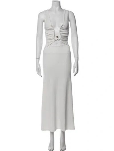 Pre-owned Christopher Esber Plunge Neckline Long Dress In White