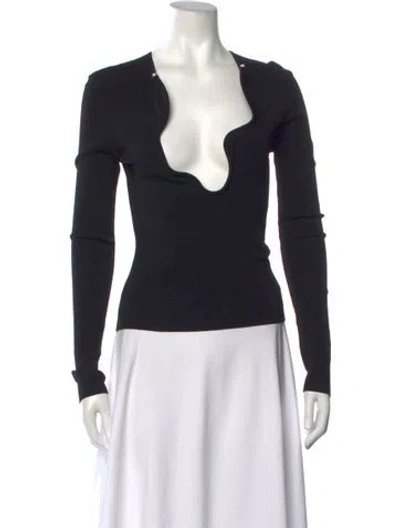 Pre-owned Christopher Esber Plunge Neckline Long Sleeve Top In Black