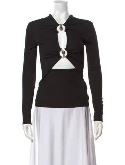 Pre-owned Christopher Esber Plunge Neckline Long Sleeve Top In Grey