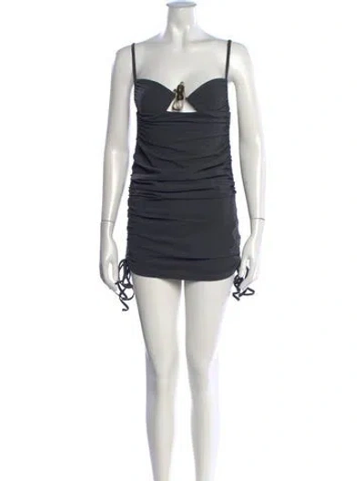 Pre-owned Christopher Esber Plunge Neckline Mini Dress In Blue