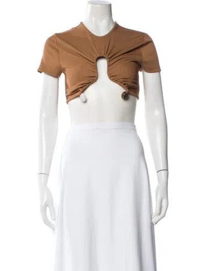 Pre-owned Christopher Esber Plunge Neckline Short Sleeve Crop Top In White