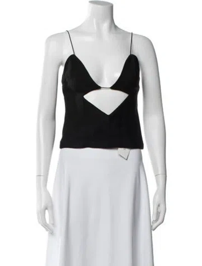 Pre-owned Christopher Esber Plunge Neckline Sleeveless Crop Top In Black