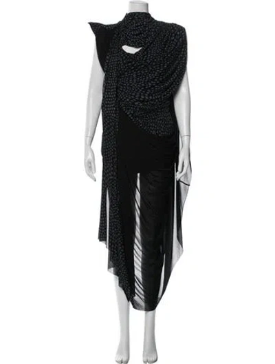 Pre-owned Christopher Esber Polka Dot Print Long Dress In Black