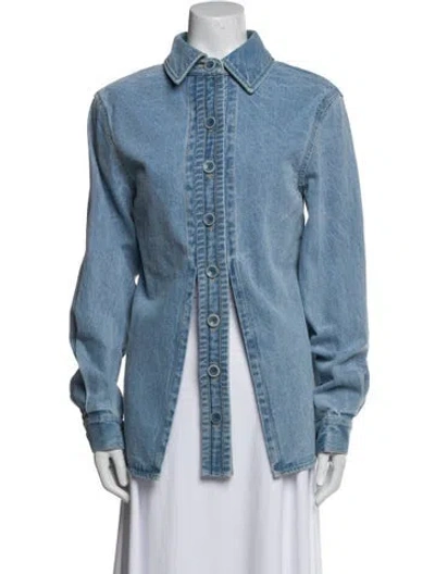 Pre-owned Christopher Esber Printed Denim Jacket W/ Tags In Blue