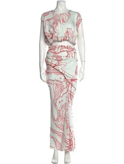 Pre-owned Christopher Esber Printed Long Dress In Blue