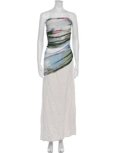 Pre-owned Christopher Esber Printed Long Dress In White
