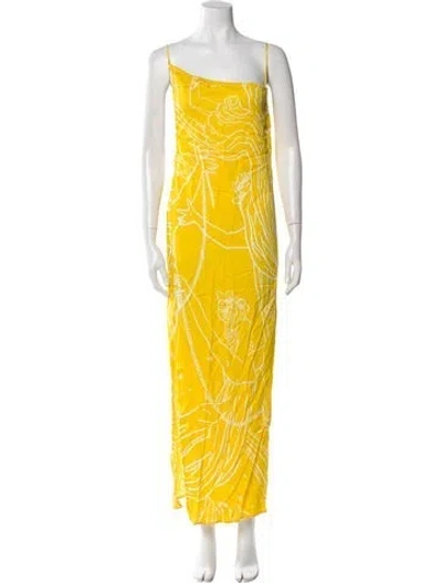 Pre-owned Christopher Esber Printed Long Dress In Yellow