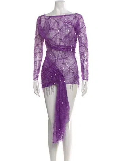 Pre-owned Christopher Esber Printed Mini Dress W/ Tags In Purple