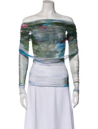 Pre-owned Christopher Esber Printed Off-the-shoulder Top In Multi