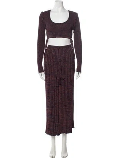 Pre-owned Christopher Esber Printed Pleated Accents Skirt Set In Blue