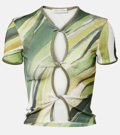 Christopher Esber Printed Ribbed-knit Jersey Top In Multi