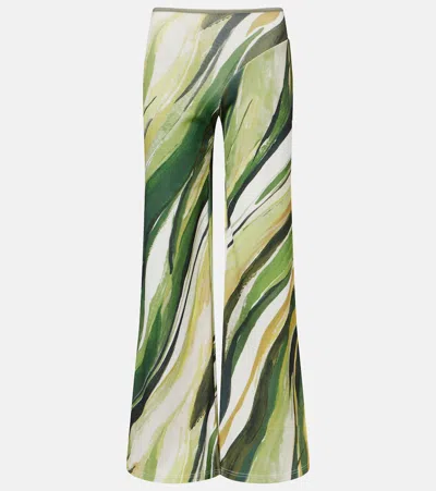 Christopher Esber Printed Ribbed-knit Jersey Wide-leg Pants In Multi