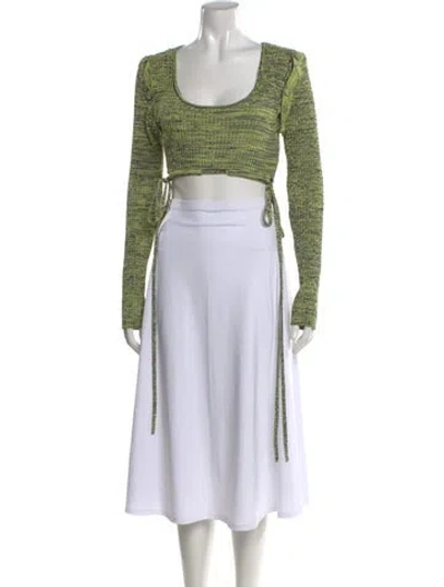 Pre-owned Christopher Esber Printed Scoop Neck Crop Top In Green