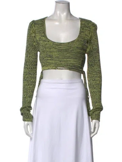 Pre-owned Christopher Esber Printed Scoop Neck Crop Top In Green