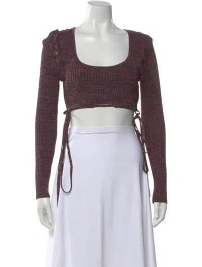 Pre-owned Christopher Esber Printed Scoop Neck Crop Top In Purple