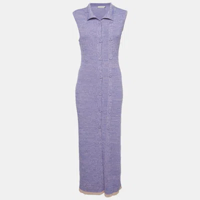 Pre-owned Christopher Esber Purple Knit Sleeveless Cardigan Maxi Dress L