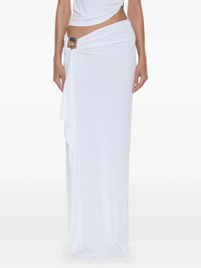 Christopher Esber Quartz Buckle Cascade Maxi Skirt In White