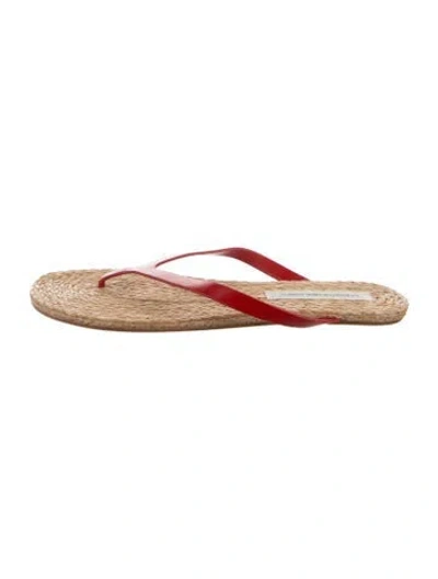 Pre-owned Christopher Esber Raffia Flip Flops W/ Tags In Red