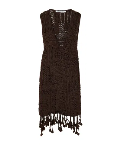 Christopher Esber Ramener Rope Crochet Dress In Brown