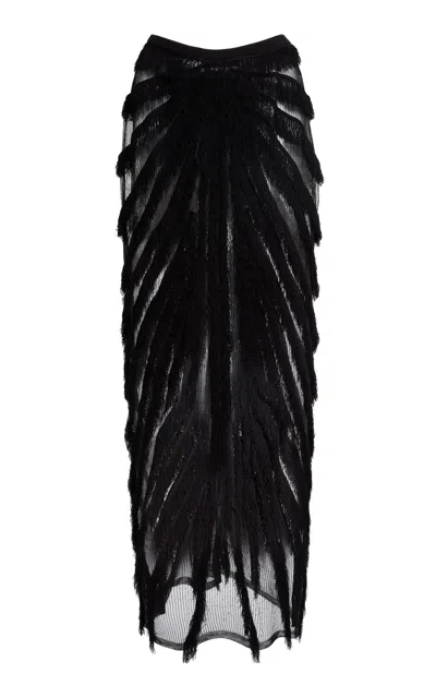 Christopher Esber Ravelle Sheer Knit Maxi Skirt In Black