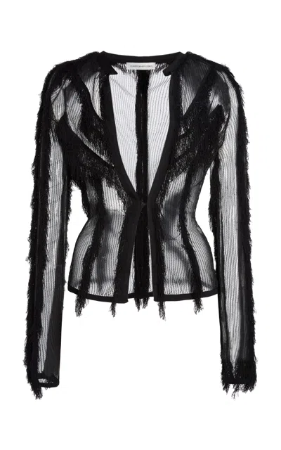 Christopher Esber Ravelle Sheer Knit Top In Black