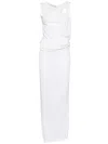 Christopher Esber Ravelled Asymmetric Cutout Draped Jersey Maxi Dress In White