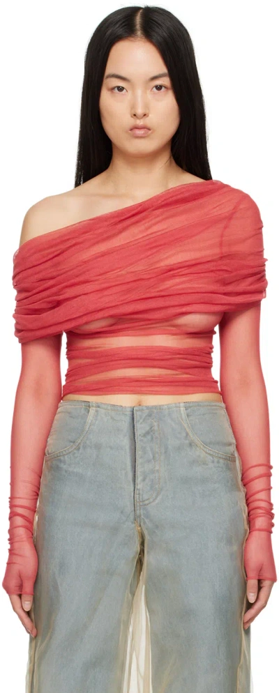 Christopher Esber Red Veiled Blouse In Watermelon