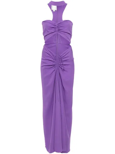 Christopher Esber Reversed Halter Disconnect Maxi Dress In Purple